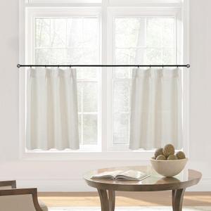 30 Inch Length Curtains for Short Window,Neutral Natural Linen Cotton Fabric Cafe Style Farmhouse Pleated Sheer Boho Curtains for Kitchen Window Bathroom,Cream Ivory Off White (24"W x 30"L (Pack of 2))
