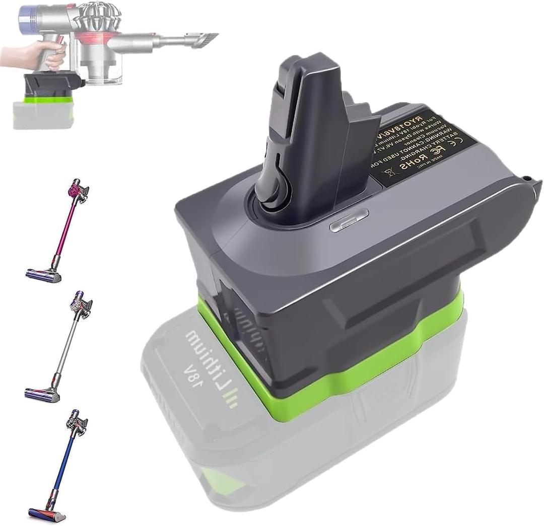 URUN V6 Adapter for Dyson V6 Vacuum Cleaner Convert for Ryobi 18V Lithium Battery for V6 Battery Compatible with DC58 DC59 DC61 DC62 DC72 DC74 Absolute Animal Motorhead Slim SV03 SV04 SV05 SV06