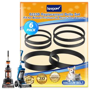 KEEPOW Replacement Belt Set Compatible with Bissell ProHeat 2X Revolution Models 1548 1550 1551 35799 Compare to Parts #1606418 & 1606419 & 1606428 6 Pack (1606418*2+1606419*2+1606428*2)