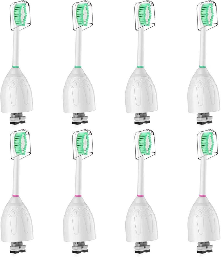 Replacement Toothbrush Heads for Philips Sonicare E-Series/Essence/Xtreme/Elite and Other Screw-on Electric Toothbrush Models, 8 Pack, Dupont Bristles with Protective Cover