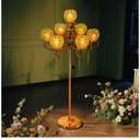 kolnlala 50" Tall Large Elegant Crystal Candelabra  Candlestick Holder Centerpiece for Weddings, Parties & Reception Decoration, Tealight Tray & Gorgeous Floor Candelabra Home Decor(Gold1pc, 7Arm)