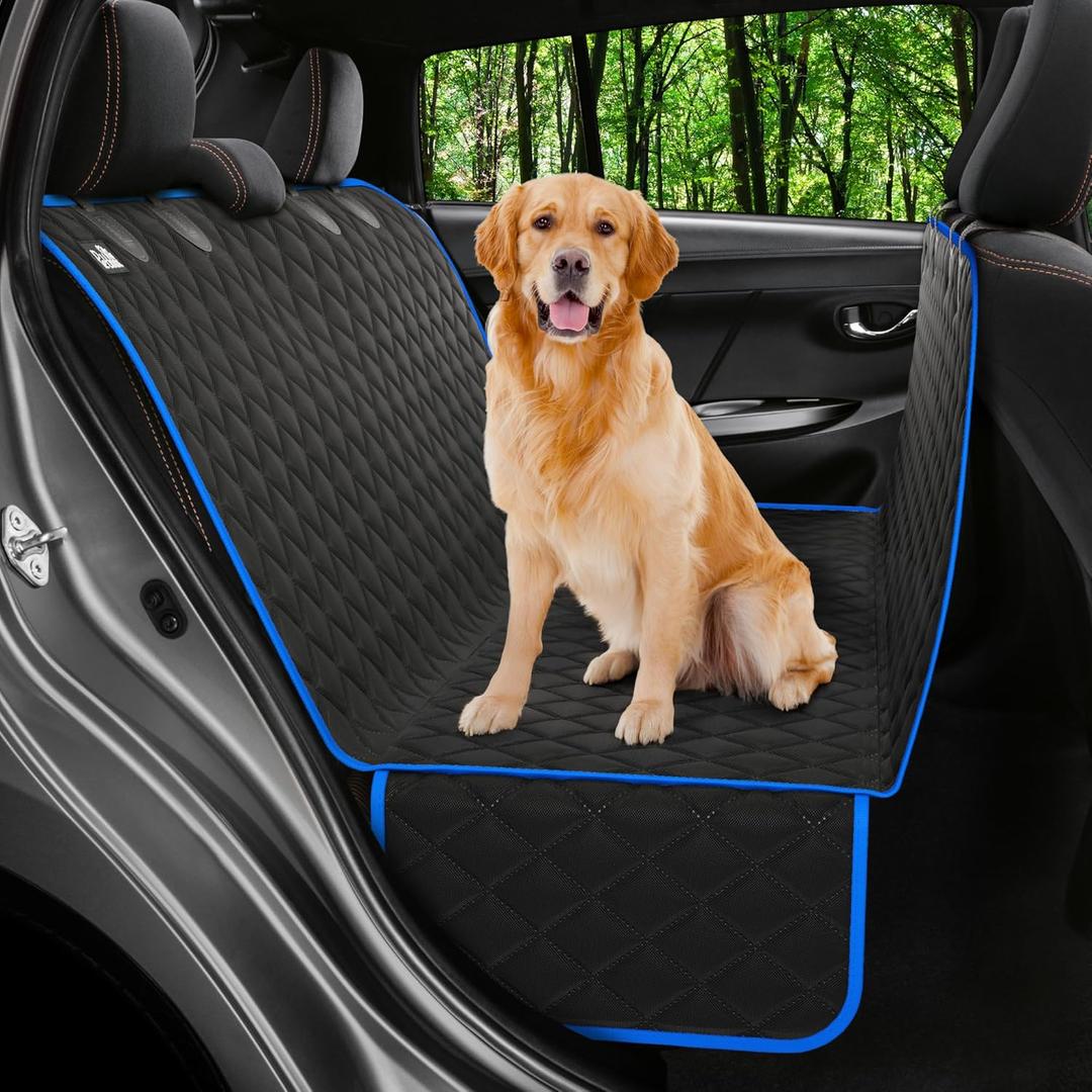 Dog Car Seat Cover for Back Seat, Waterproof Hammock for Car, SUV & Truck, Non-Slip Backseat Cover for Dogs, Heavy-Duty Dog Hammock Style Seat Protector Pets, Easy to Install & Clean (Standard (58"x54"), Blue)