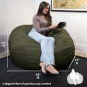 Big Joe Fuf 5Ft Oversized Foam Bean Bag Chair with Removable Cover for Kids, Teens, Adults, Forest Green Velveteen, Durable Woven Polyester, 5 Foot Large Reading and Gaming Seat