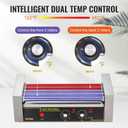 VEVOR Hot Dog Roller 5 Rollers 12 Hot Dogs Capacity, 750W Stainless Sausage Grill Cooker Machine with Dual Temp Control Glass Hood Acrylic Cover Bun Warmer Shelf Removable Oil Drip Tray ETL Certified