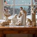 Storieme Christmas Nativity Set Indoor: 8-Piece 7.56 Inches Religious Resin Figurines Nativity Scene for Farmhouse Tabletop Decor Holiday Tradition