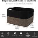 OIAHOMY Woven Storage Basket for Shelves, Rectangle Cotton Rope Baskets for Organizing, 16 x 12 x 10 in, Storage Bins for Dog Toys,Towel,Books,Gift,Black and Brown