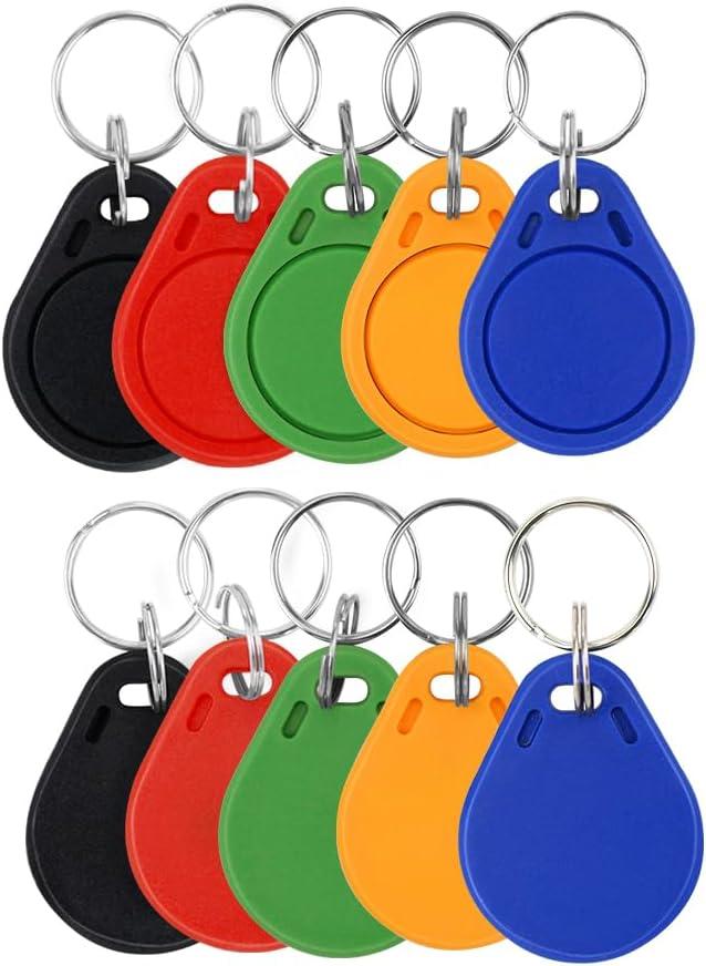Colorful 10-Piece RFID Key Fob IC Cards, 13.56MHz Proximity Key Tag Tokens Suitable for Smart Door Lock Access Control Systems, Read-Only, Non-Writable