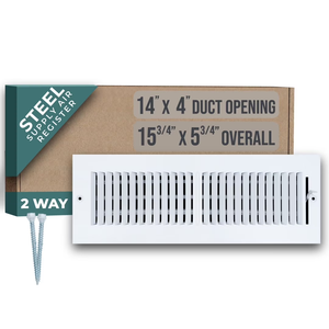 Fits 14x4 Duct Opening 2 WAY Steel Air Supply Diffuser by Handua | Register Vent Cover Grill for Sidewall and Ceiling | White | Outer Dimensions: 15.75" X 5.75"