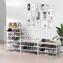 Simple Houseware 3-Tier Stackable Metal Panel Shoes Rack, White