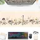 Wildflowers Desk Pad Beige Yellow Gaming Desk Mat, Large Keyboard Mouse Pad XL, Extended Full Laptop Mouse Mat, Office & Home Decor for Women, Desktop Aesthetic Accessories 31.5" x 11.8"