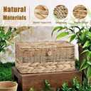 2PCS Wicker Storage Baskets with Lids Decorative Bohemian Handmade Rattan Boxes Natural Water Hyacinth Seagrass Paper Rope Woven Bins Shelf Container Memory Keepsake Photo Makeup Organizer