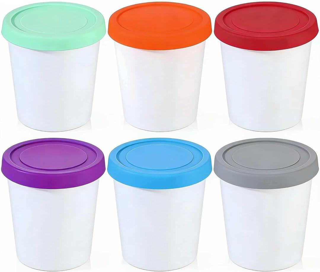 6 Pack 8 Oz Ice Cream Containers for Homemade, Ice Cream Containers with Silicone Lids Leak-Free, Reusable Ice Cream Storage Containers for Freezer Chocolate Sorbet