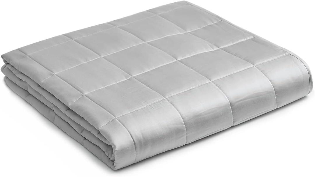 YnM Cooling Weighted Blanket  100% Cooling Oeko-Tex Certified Material with Premium Glass Beads (Light Grey, 48''x72'' 20lbs), Suit for One Person(~190lb) Use on Twin/Full Bed