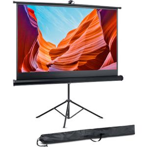 Pyle 60 Inch Portable Projector Screen with Tripod Stand Fold Out Roll Up, HD Premium 16:9 Aspect Ratio, Matte Viewing Surface for Indoor and Outdoor Use, Perfect for Home, Office and Presentations