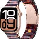 V.R.HOPE Apple Watch Band for Series 11/10/9/8/7 38mm 40mm 41mm 42mm Fashion Lightweight Resin Dressy Strap for Women Bracelet Compatible with iWatch Series 6/5/4/3/2/1/SE (Tortoiseshell)