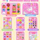 Walenty Busy Board Montessori Toys for Toddler Girl Birthday Gifts, Busy Book Sensory Learning Toys for Toddlers, Educational Activities Airplane Car Travel Toy for Girls