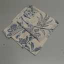 jinchan Floral Linen Tier Curtains 24 Inch Farmhouse Cafe Curtains Rod Pocket Country Flower Drapes for Small Windows for Kitchen Laundry Room Bathroom RV 2 Panels Light Filtering Blue on Beige