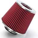 RED Rtunes Racing Universal Clamp-On Air Intake Filter Dry Washable Cone Air Filter Replacement for Car Truck SUV Engine Air Cleaner (2.5")