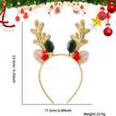 3 x Reindeer Antlers Headband Christmas Hairbands With Gold Glitter Elk Antlers Bell Design