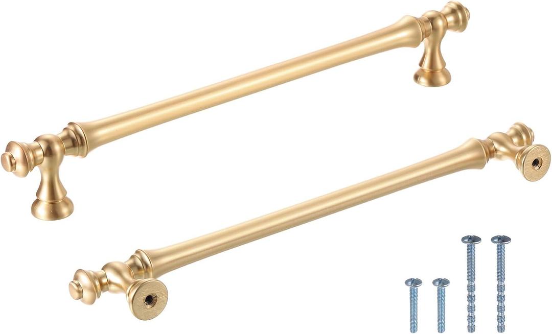 uxcell 6 Pack Brushed Brass Cabinet Pulls Kitchen Dresser Pulls 7-3/5 inch(19.2cm), Drawer Pulls Hardware Pulls for Kitchen Drawer Cabinet