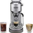 De'Longhi Dedica Duo Compact Espresso Machine - Cold Brew Coffee Maker with Milk Frother Wand- for Espresso, Hot & Iced Coffee, Cappuccinos, Lattes & Home Barista Brewing, Stainless Steel Finish