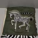 Pouf Ottoman Unstuffed Poufs Soft Touch Zebra Boho Footrest Floor Chair Storage for Living Room Bedroom Home Decor (Green, 20 x 20 x 8 Inches Square)