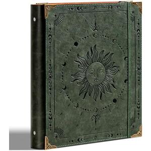 Ovesmusl PU Leather 3 Ring Binder 1 Inch Round Ring Binder Holds 200 Sheets 8.5"x11" Letter Size Paper, Wedding Family History Notebook Cover Loose Leaf Organizer, Green