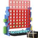 SDADI Screwless Giant 4-in-a-Row Game Set with Block-Style Assembly, Adjustable Height 4-to-Score Connect Game, Portable Family Yard Game for Indoor & Outdoor Play (Red Blue)