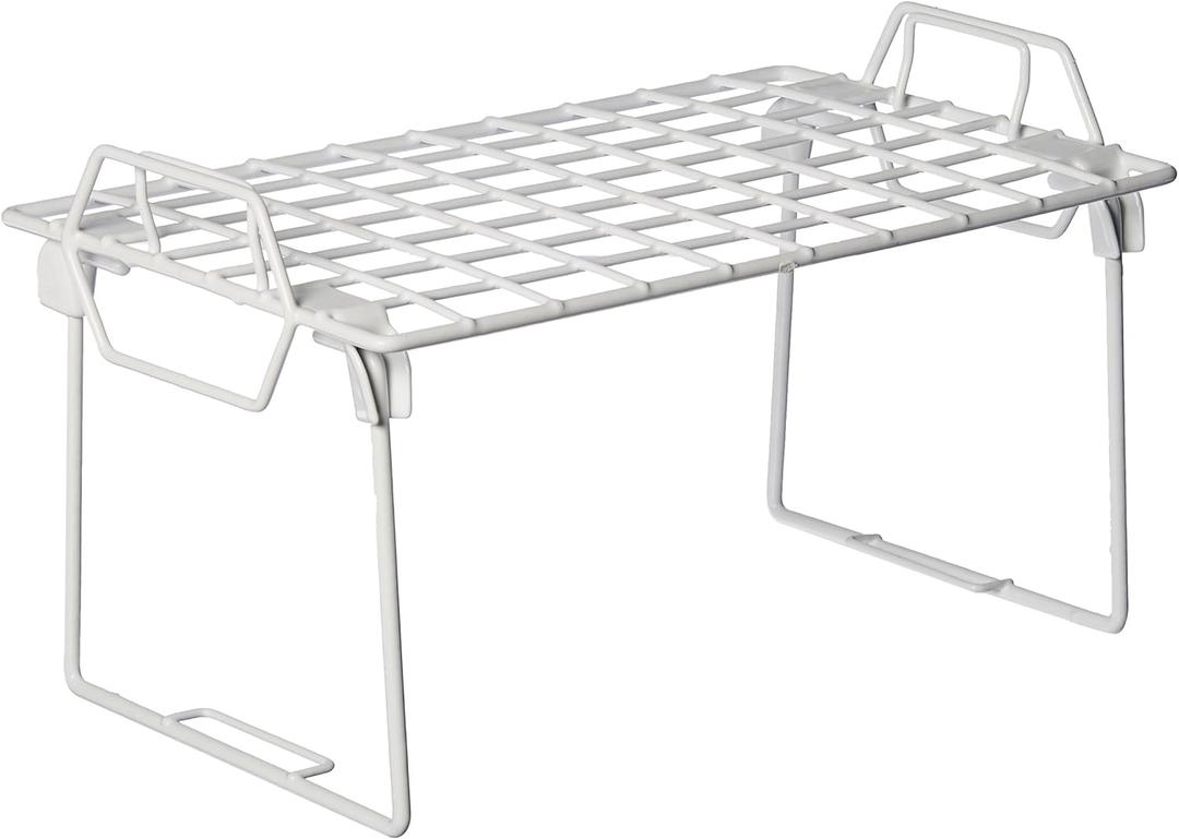 Whitmor Wire Grid Stacking Shelf Small, White (1-TIER, 7"L x 12"W x 7"H)
