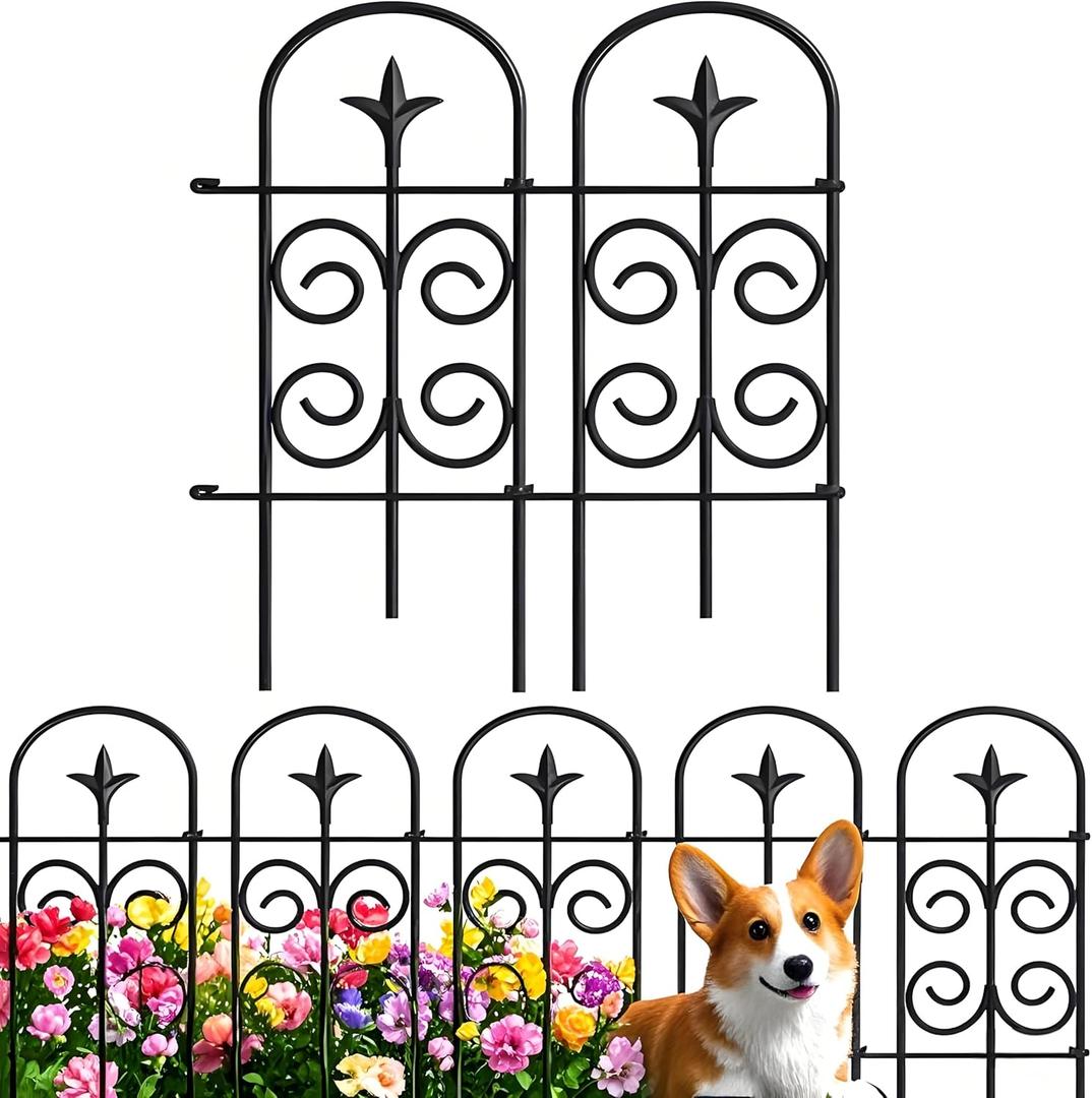 AMAGABELI GARDEN & HOME 8 Panels 32in(H)10ft(L) Decorative Garden Fences and Borders for Dogs Pre-Linking Panels No Dig Garden Edging Border Fence for Animal Barrier Fencing for Flower Bed Yard Patio (32in(H) x 10ft(L))