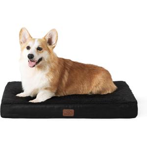 Bedsure Large Dog Bed for Crate - Comfy Flat Pet Beds with Removable Washable Cover, Orthopedic Egg Crate Foam Crate Mat, Suitable for Pet Up to 50 lbs (35"L x 22"W x 3"Th, Black)