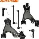 6PCS K621231 K621232 K750155 ES800286 Front Lower Control Arms w/Ball Joints, fit 2008-17 for Buick Enclave, 2009-17 for Chevrolet Traverse, 2007-2016 for GMC Acadia, 2007-10 for Saturn Outlook