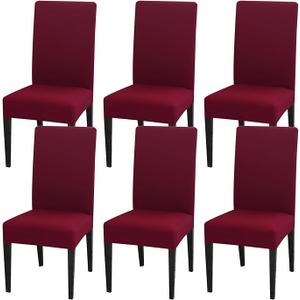 tretch Chair Covers Set of 6 for Dining Room, 6 Pack Washable Kitchen Chair Protector for Party Wedding, Burgundy