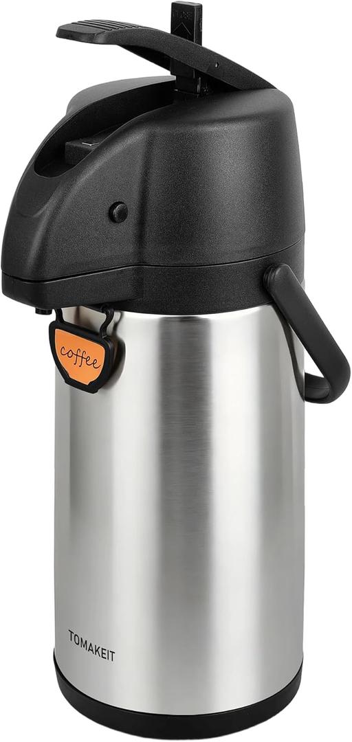Airpot Coffee Dispenser Thermal with Pump,2.2L/74 Oz Insulated Stainless Steel Large Airpot Coffee Carafe Lever Action for Hot/Cold Water,Thermal Carafes for Hot Cocoa for Parties