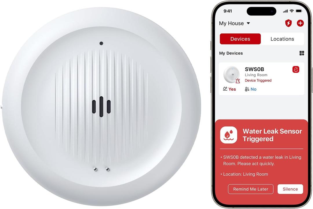 X-Sense Wi-Fi Water Leak Detector for Home - Smart 2-in-1 Leak & Low-Temperature Sensor with App Alerts, Protection for Homes, Kitchens & Basements, Model SWS0B, 1 Pack