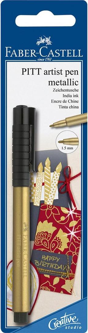 Faber-Castel FC167397T Pitt Artist Metallic Pen, 1.5mm, Bullet, Gold