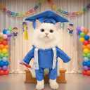 Dog Standing Graduation Costume Outfits with Stole DIY Letter Stickers,Pet Graduation Cap and Gown for Small Medium Dogs Cats,L