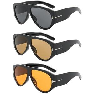 QYVEWY Trendy Oversized Aviator Sunglasses for Women Men Square Thick Frame Large Sun Glasses UV400 Protection