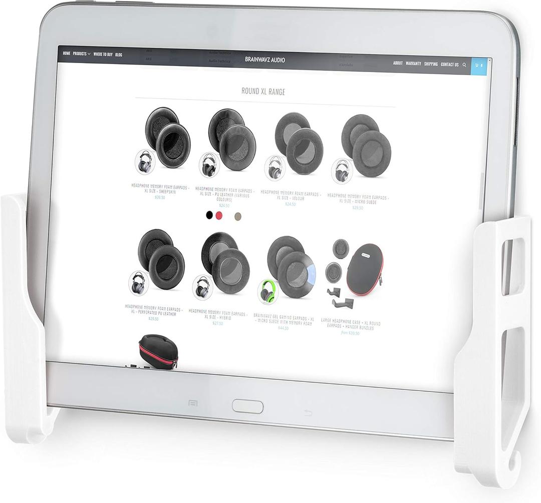 BRAINWAVZ Universal Tablet Wall Mount Dock Holder for iPad Air Mini & Pro, Galaxy Tab Note, Surface & iPhone, Pixel & More, Stick On 3M VHB, No Screws (White) BRAINWAVZ Universal Tablet Wall Mount Dock Holder for iPad Air Mini & Pro, Galaxy Tab Note, Surface & iPhone, Pixel & More, Stick On 3M VHB, No Screws (White)