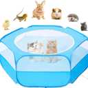 Small Animal Playpen with Cover, Portable Pop Up Pet Enclosure for Rabbits, Guinea Pigs, Hamsters, Chinchillas, Ferrets & Kittens, Indoor Outdoor Waterproof Play Pen, Cage Tent & Chick Brooder Box (Sky Blue)