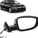Dasbecan Right Passenger Side Door Mirror Compatible with Honda Accord LX Sport 1.5T 2018-2025 Power | Non-Heated | Paint to Match Repalces# HO1321328 76208-TVA-A02 (3Pins-Black)