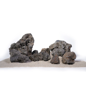 LANDEN Black Icelandic Lava Stone Natural Rocks for Aquariums (18lbs,3-11 in) 11pcs