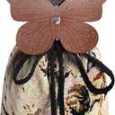 FURPHI Renaissance Belt Pouch Medeival Butterfly Drawstring Waist Bag Vintage Coin Purse Dice Bag Costume Accessories for LARP Ren Faire (D)