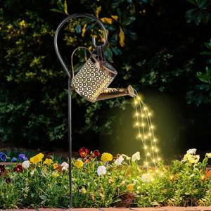Watering Can with Lights, Solar Lights for Outdoor Garden Art Decor Hanging Solar Lanterns, Metal Waterproof for Walkway Yard Pathway Patio Table