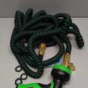 J&B XpandaHose 100ft Expandable Garden Hose with Holder - Heavy Duty Superior Strength 3750D - 4 -Layer Latex Core - Extra Strong Brass Connectors and 10 Spray Nozzle w/Storage Bag (Green 100)