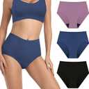 Washable Incontinence Panties for Women Bladder Leak Proof Underwear Light Absorbent Protection Cotton Brief 3 Pack (Black, Dark Blue, Cherry, M)