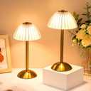 Liliful 2 Pcs LED Portable Cordless Table Lamp Touch Battery Operated Rechargeable Gold Desk Lamp 3 Color Dimmable for Bedroom Living Room Dining (Gold,Mushroom Style)