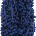 YYCRAFT 10 Yards Ball Fringe 1" Wide Pom Pom Trim Ribbon Sewing(Pom Size 15mm, Navy)