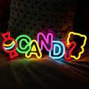 ATOLS Neon Candy Sign - Wall Decor, Battery/USB Powered, Perfect for Candy Shop, Cart Display, Parties & Home Decor