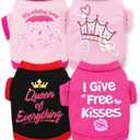 4 Pieces Girl Dog Clothes Summer Dog Shirts Cute Soft Breathable Pet T-Shirt Puppy Clothes for Small Medium Dog Girl and Cat (Medium)